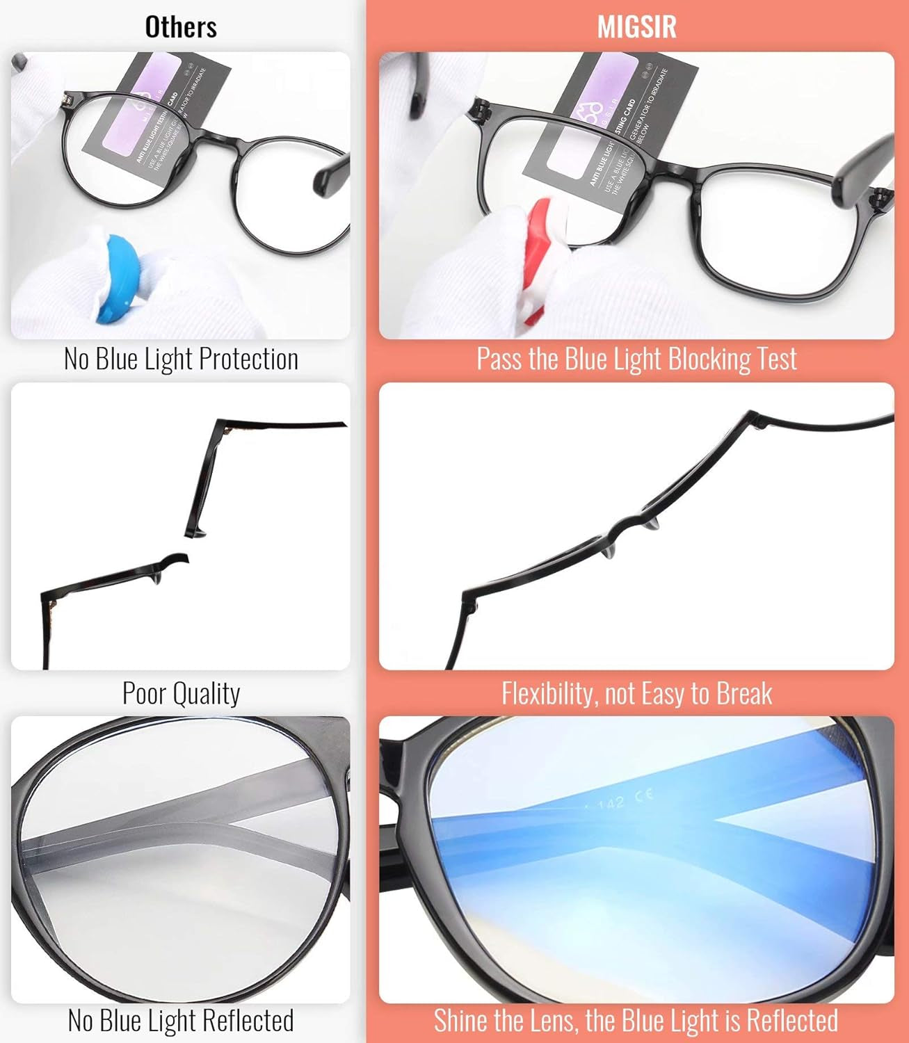6 Pack Blue Light Blocking Glasses for Computer Gaming, Fashion Fake anti Eye Strain Eyeglasses for Women Men (A1 5 Pack Mix)