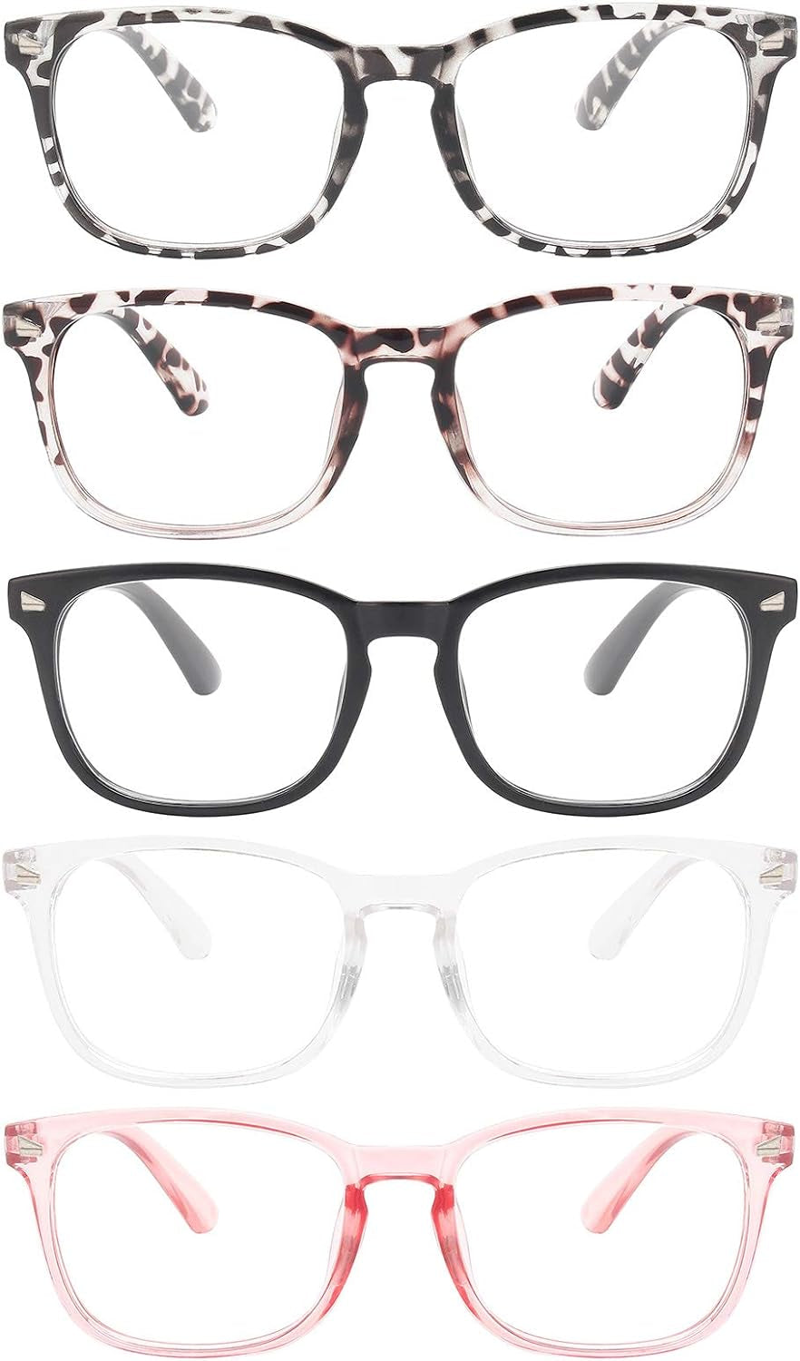 6 Pack Blue Light Blocking Glasses for Computer Gaming, Fashion Fake anti Eye Strain Eyeglasses for Women Men (A1 5 Pack Mix)