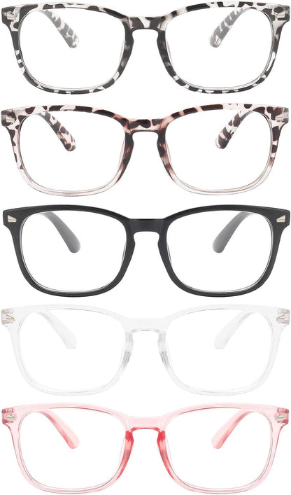 6 Pack Blue Light Blocking Glasses for Computer Gaming, Fashion Fake anti Eye Strain Eyeglasses for Women Men (A1 5 Pack Mix)