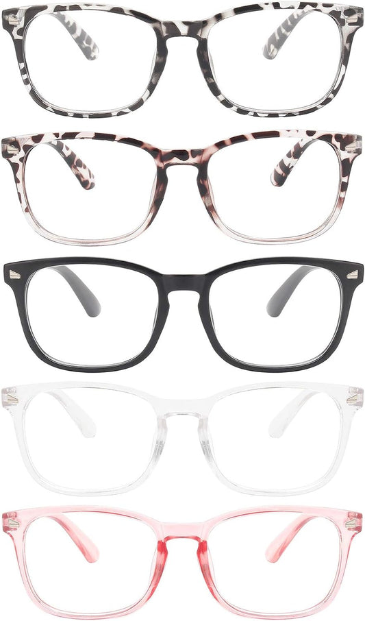 6 Pack Blue Light Blocking Glasses for Computer Gaming, Fashion Fake anti Eye Strain Eyeglasses for Women Men (A1 5 Pack Mix)